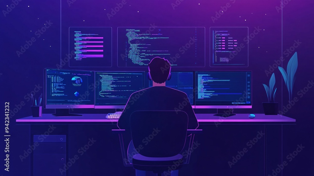Programmer analyzing server activity on a minimalistic console Programmer analyzing server activity on a minimalistic console