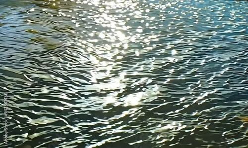 A shimmering surface of water reflecting light in a tranquil setting.