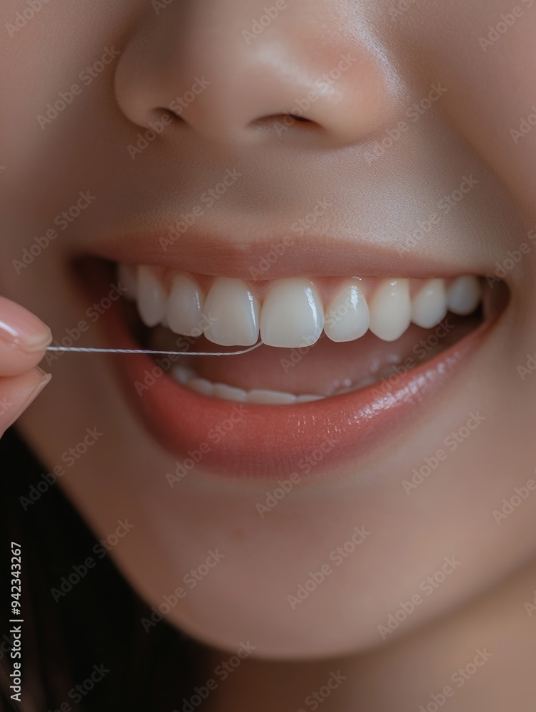 Fototapeta premium Smiling Woman Brushing Teeth