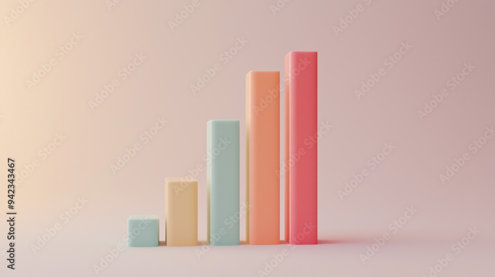 A chart or graph in the form of colorful 3D bars, clearly visualizing profit growth. A chart or graph in the form of colorful 3D bars, clearly visualizing profit growth.
