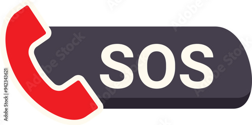 Red phone icon over sos message symbolizing emergency contact