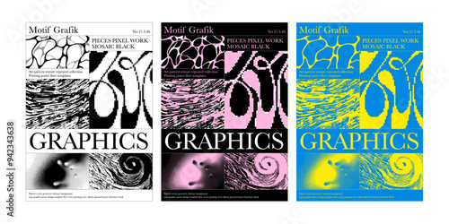 plenty of pattern texture poster template hand dot whirlpool pixel curve water wave fluid graphic design layout black white colorful artwork modern trendy editorial stylish goth groovy silhouette