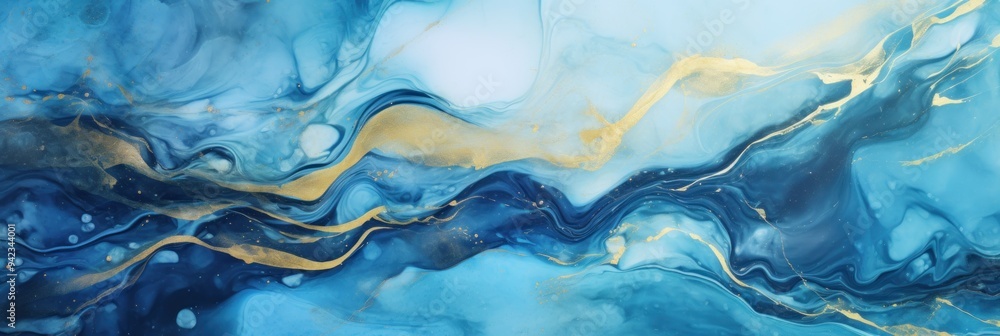 Abstract Swirling Blue and Gold Fluid Art Abstract Swirling Blue and Gold Fluid Art