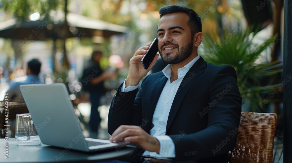 Busy Professional Managing Work and Communication Busy Professional Managing Work and Communication