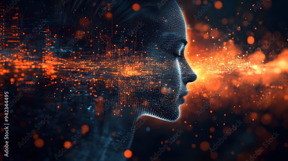 AI circuit patterns blending with sound waves in a visually dynamic double exposure, representing cutting-edge voice recognition technology. AI circuit patterns blending with sound waves in a visually dynamic double exposure, representing cutting-edge voice recognition technology.