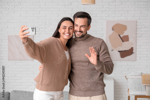 Happy Couple Taking Selfie ...