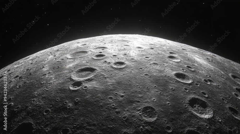 A close-up of the moon's surface with the blackness of space extending infinitely behind, offering a detailed and dramatic scene with room for text. A close-up of the moon's surface with the blackness of space extending infinitely behind, offering a detailed and dramatic scene with room for text.