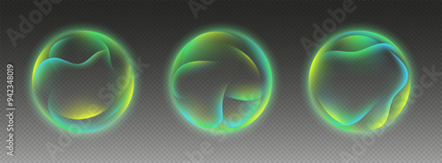 Obraz na płótnie Abstract glowing spheres with vibrant neon colors. Smooth flowing gradients, futuristic 3D shapes with a soft, ethereal glow. Vector illustration. w salonie