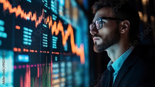 Data analyst and chartist analyzing market data  photo