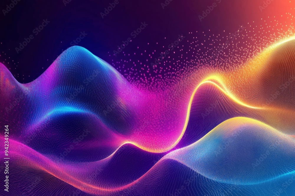 Abstract flowing neon wave background , ai Abstract flowing neon wave background , ai