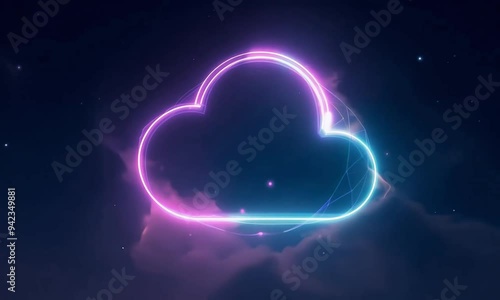 Wallpaper Mural A mesmerizing glowing cloud illuminates the night sky with vibrant neon colors, creating a dreamlike atmosphere above a tranquil landscape at dusk. Generative AI Torontodigital.ca