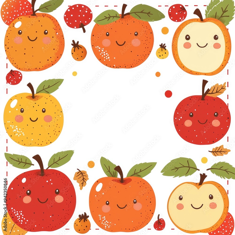 Cute Cartoon Apples Frame Cute Cartoon Apples Frame