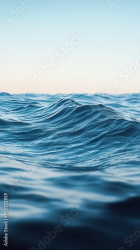 Abstract representation of a calm ocean wave turning into a meditative breath, [mindfulness], [natural rhythm]