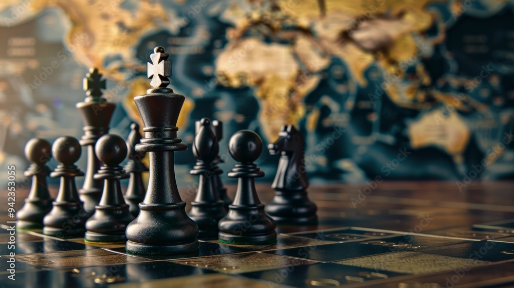 Chess pieces on a dynamic map, reflecting world map, global competition strategy generative ai Chess pieces on a dynamic map, reflecting world map, global competition strategy generative ai