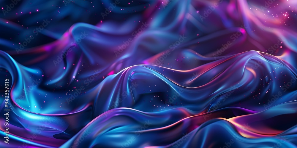 Obraz premium Vibrant abstract wavy silk background illuminated by colorful light vibrant abstract background concept