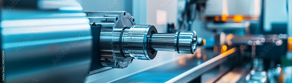 Close-up of industrial machinery components in a manufacturing setting. Close-up of industrial machinery components in a manufacturing setting.