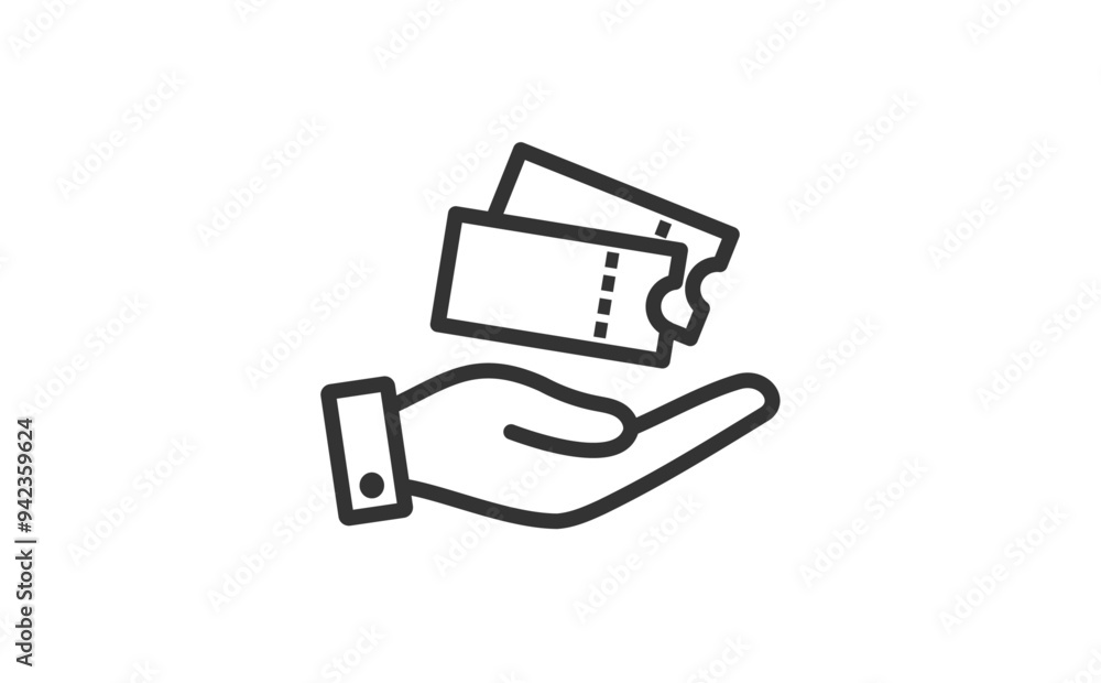 クーポン・チケットを持つ手のイラスト(モノクロ) クーポン・チケットを持つ手のイラスト(モノクロ)