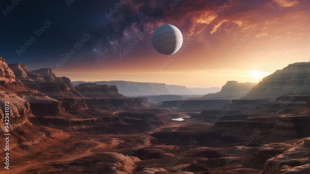 Fototapeta premium Wild canyon and sky from another world