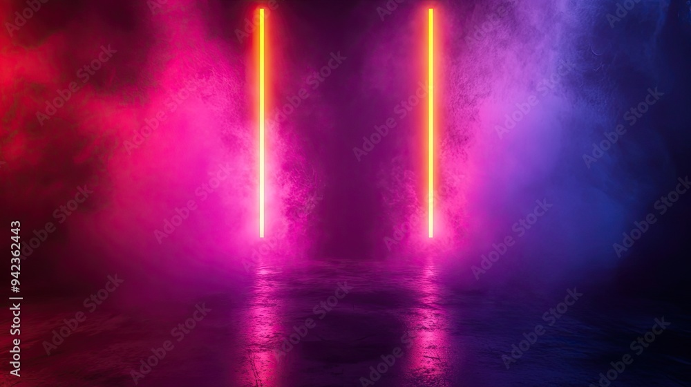 Fototapeta premium Neon Lights and Smoke
