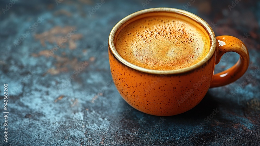 A dark table invites with a cup of coffee, rich in aroma. A dark table invites with a cup of coffee, rich in aroma.