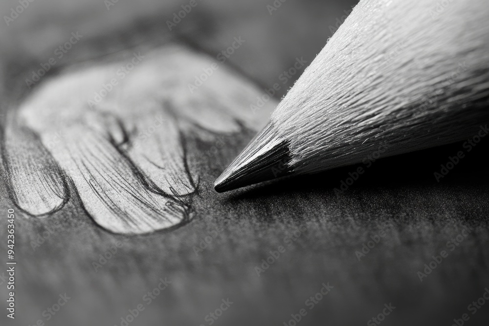 Close-Up of Pencil Drawing on Textured Paper Close-Up of Pencil Drawing on Textured Paper