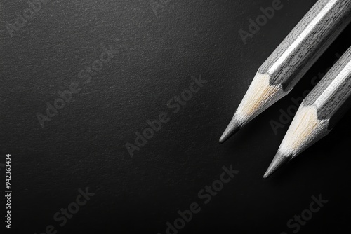 Close-Up of Two Pencils on Dark Background