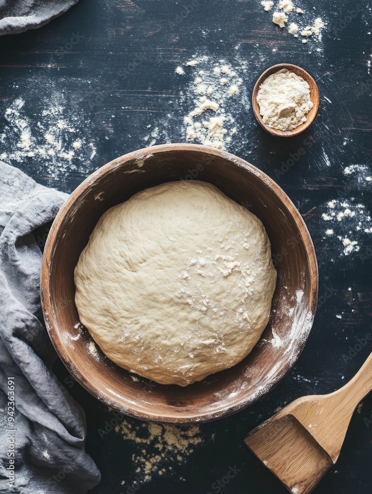 Homemade Bread Loaf in Wooden Bowl Homemade Bread Loaf in Wooden Bowl