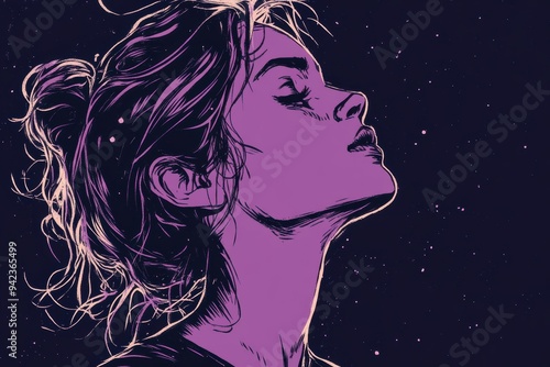 Stylized Portrait of a Woman in Cosmic Colors