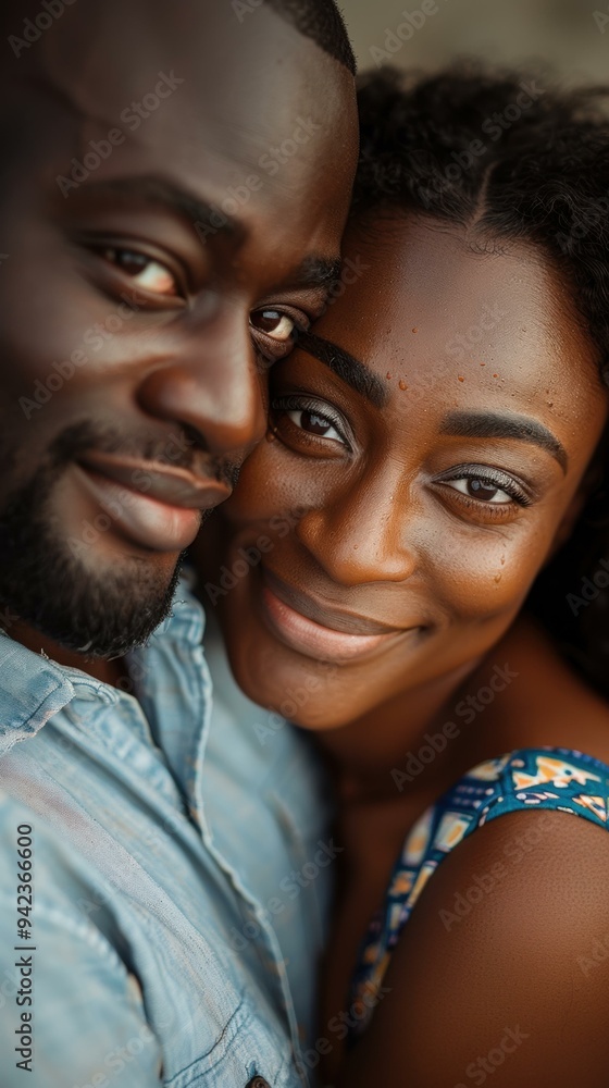 A black man and woman are smiling at each other. AI. A black man and woman are smiling at each other. AI.