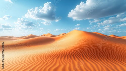 Desert Landscape with Blue Sky and Clouds