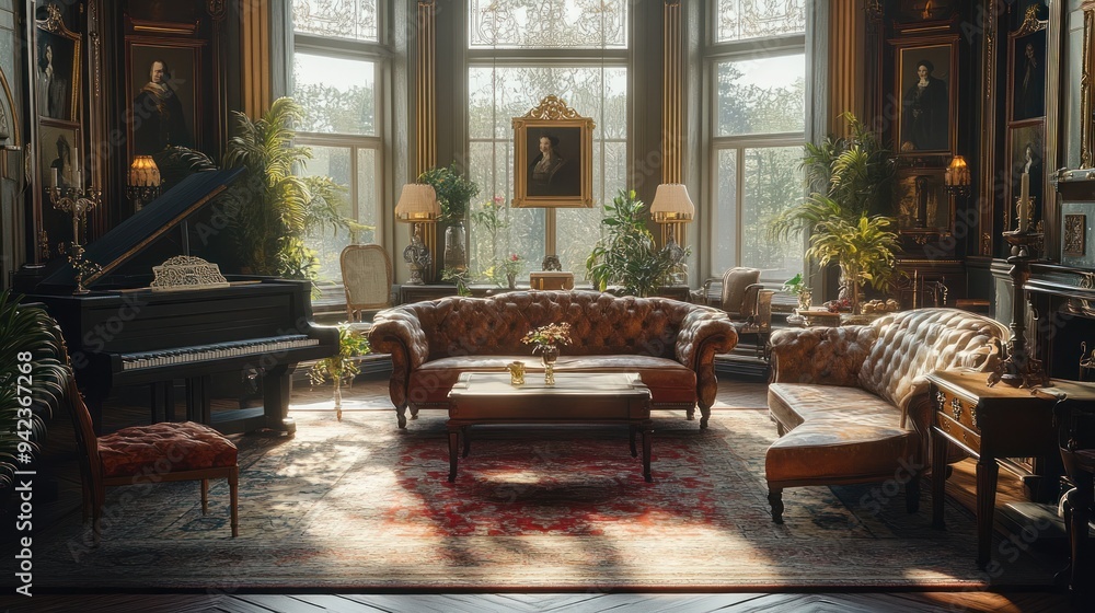 Grand Piano in a Luxurious Living Room Grand Piano in a Luxurious Living Room