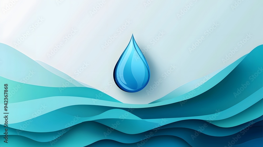Water Drop Over Abstract Waves. Water Drop Over Abstract Waves.
