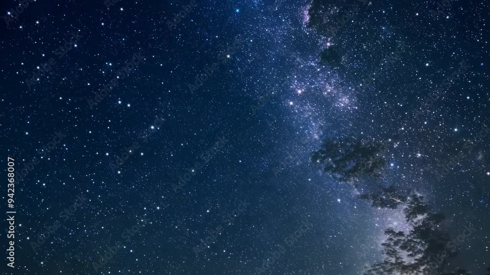 Nocturnal Majesty: A Captivating Starry Sky Above the Night Landscape Nocturnal Majesty: A Captivating Starry Sky Above the Night Landscape