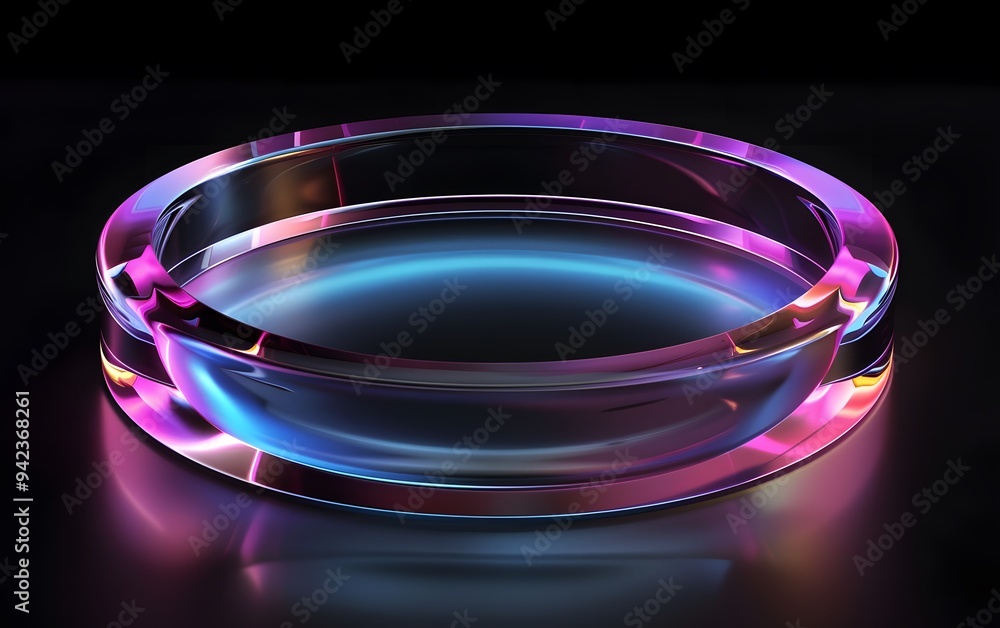 3d render of colorful glass ring on black background, glowing light effect 3d render of colorful glass ring on black background, glowing light effect