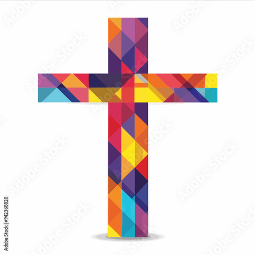Colorful Christian cross, vector illustration