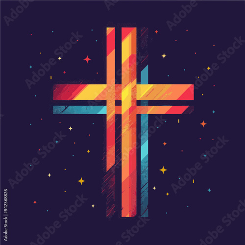 Colorful Christian cross, vector illustration