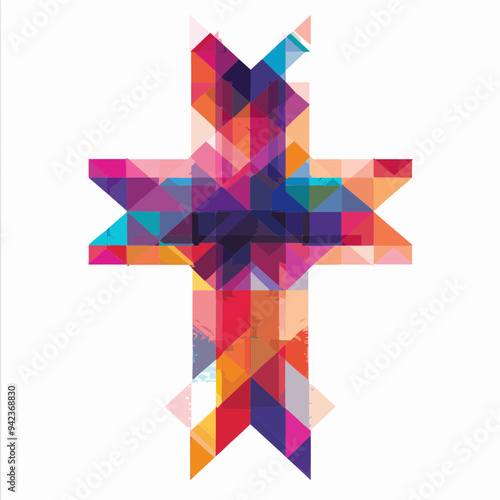 Colorful Christian cross, vector illustration