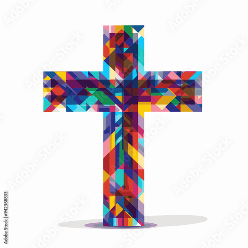Colorful Christian cross, vector illustration