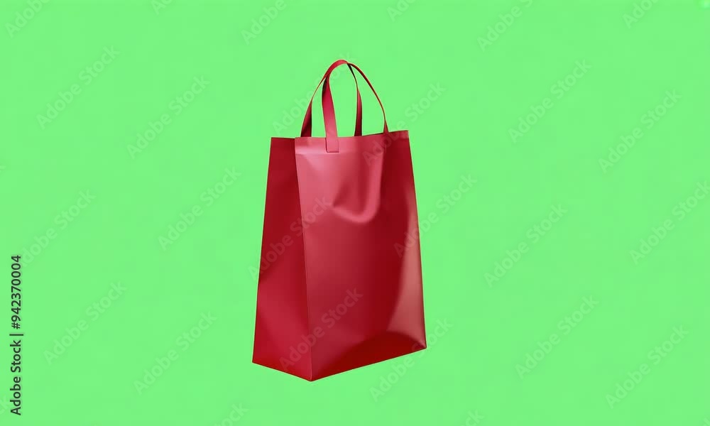 Red shopping bag on green background with ai generated.
Red shopping bag on green background with ai generated.