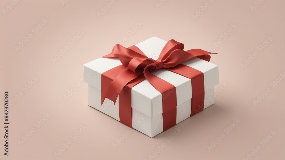 Obraz premium red gift box with ribbon