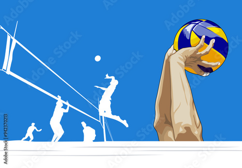 Beach volleyball illustration design vector art	
