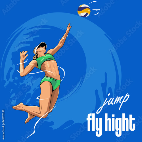 Beach volleyball illustration design vector art	
