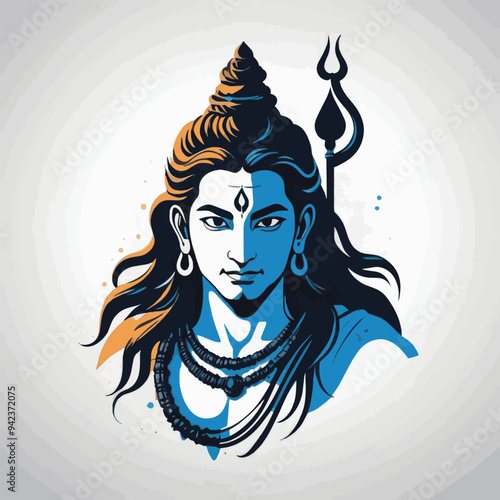 Lord Shiva Vector Design on White Isolated