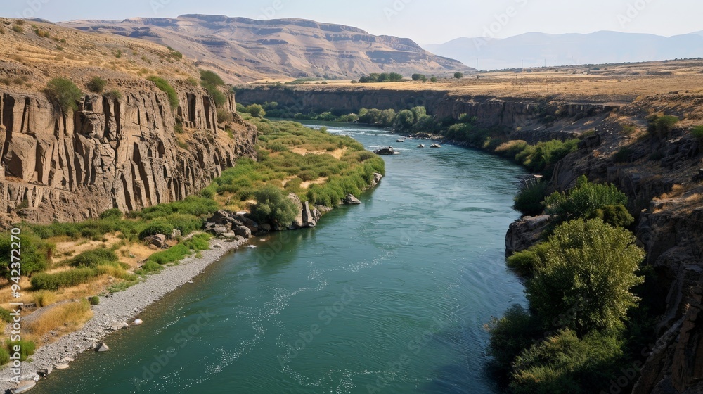 Rivers carve their paths through rugged landscapes, carrying stories of ancient civilizations Rivers carve their paths through rugged landscapes, carrying stories of ancient civilizations
