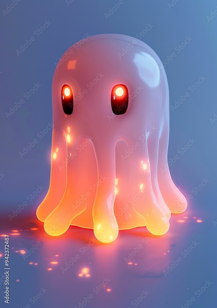 Glowing, Gooey Creature with Large Eyes and Tentacles