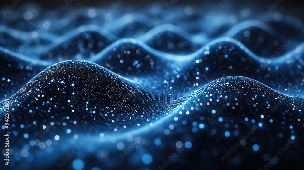 Dynamic digital waves and artificial neural connections move through an abstract blue tech background. Dynamic digital waves and artificial neural connections move through an abstract blue tech background.