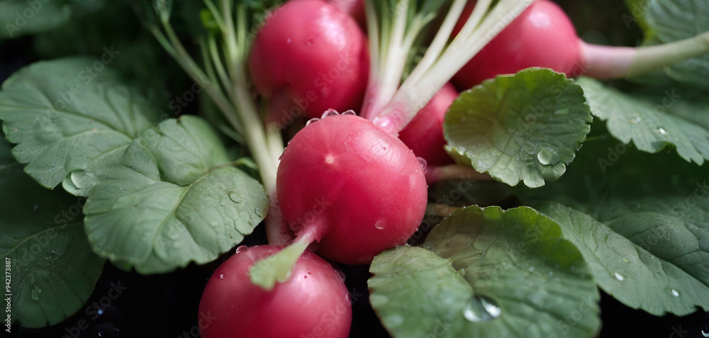 Fresh Red Radishes with Dew Drops Fresh Red Radishes with Dew Drops