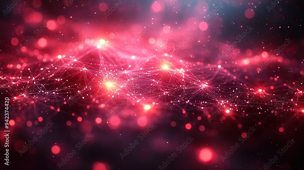 Connected cyberspace elements are featured in an abstract digital network. Connected cyberspace elements are featured in an abstract digital network.