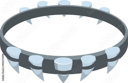 This spiked dog collar is made of leather and metal and has spikes pointing outwards for training