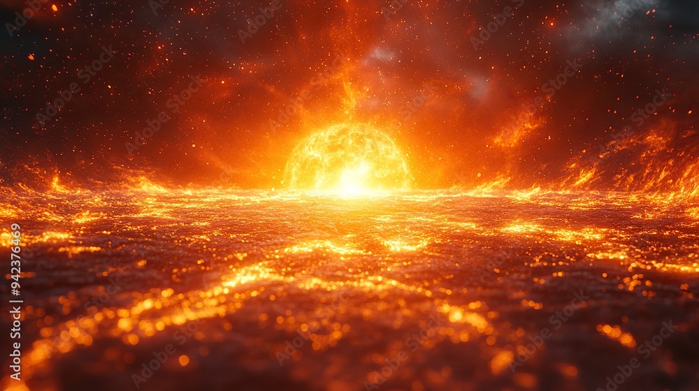 A radiant and explosive visual effect is showcased in an abstract light burst. A radiant and explosive visual effect is showcased in an abstract light burst.